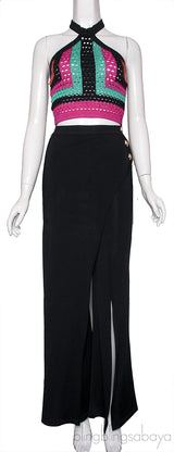 Flared Pants & Multicolor Crop Top