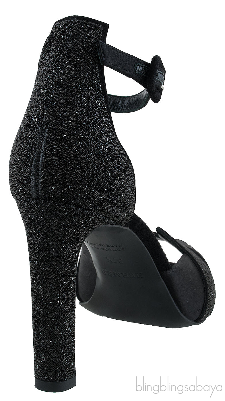 Premiere Glitter Black Slingback Heels