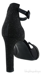 Premiere Glitter Black Slingback Heels