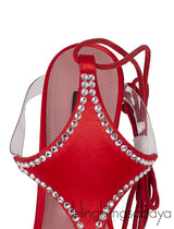 Red Satin Virgo Crystal Pump