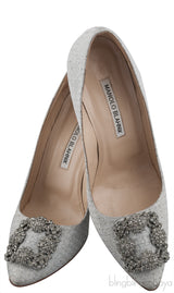 Hangisi Silver Glitter Heels