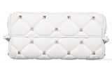 White Candystud Printed Top Handle Bag