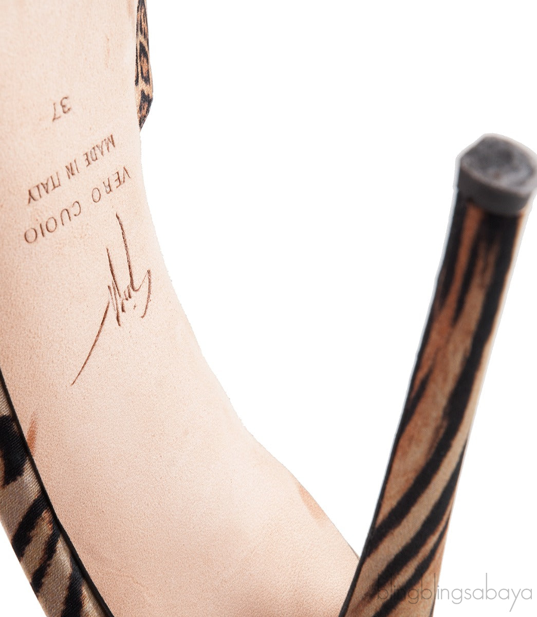 Giuseppe Zanotti Leopard Print Satin Mule Slides