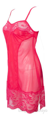 Neon Pink Lace Trim Camisole Dress