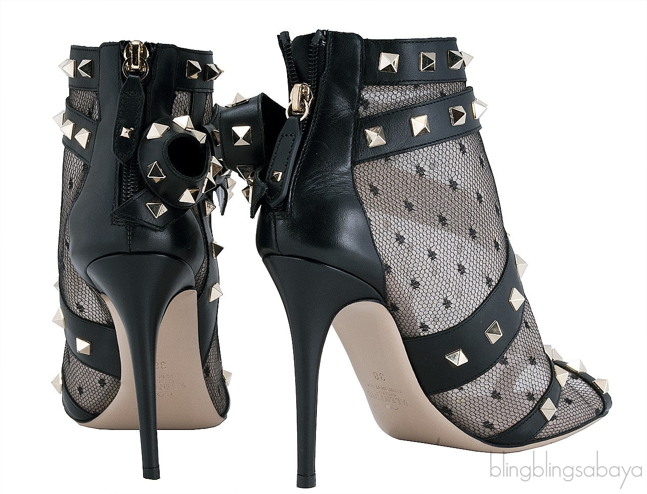 Lace Net Peep Toe Bootie