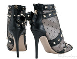 Lace Net Peep Toe Bootie