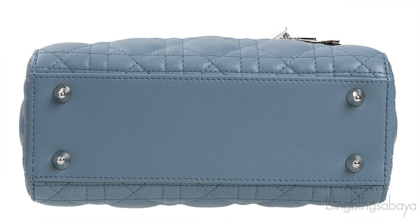 Christian Dior Lady Dior Two Tone Slate Blue And Grey Cannage Shoulder Bag