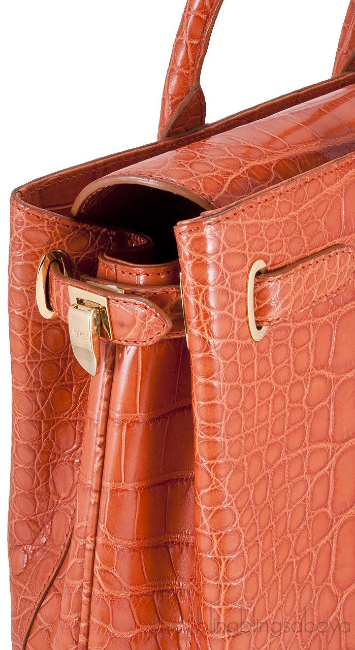 Darcy Orange Alligator Crocodile Bag
