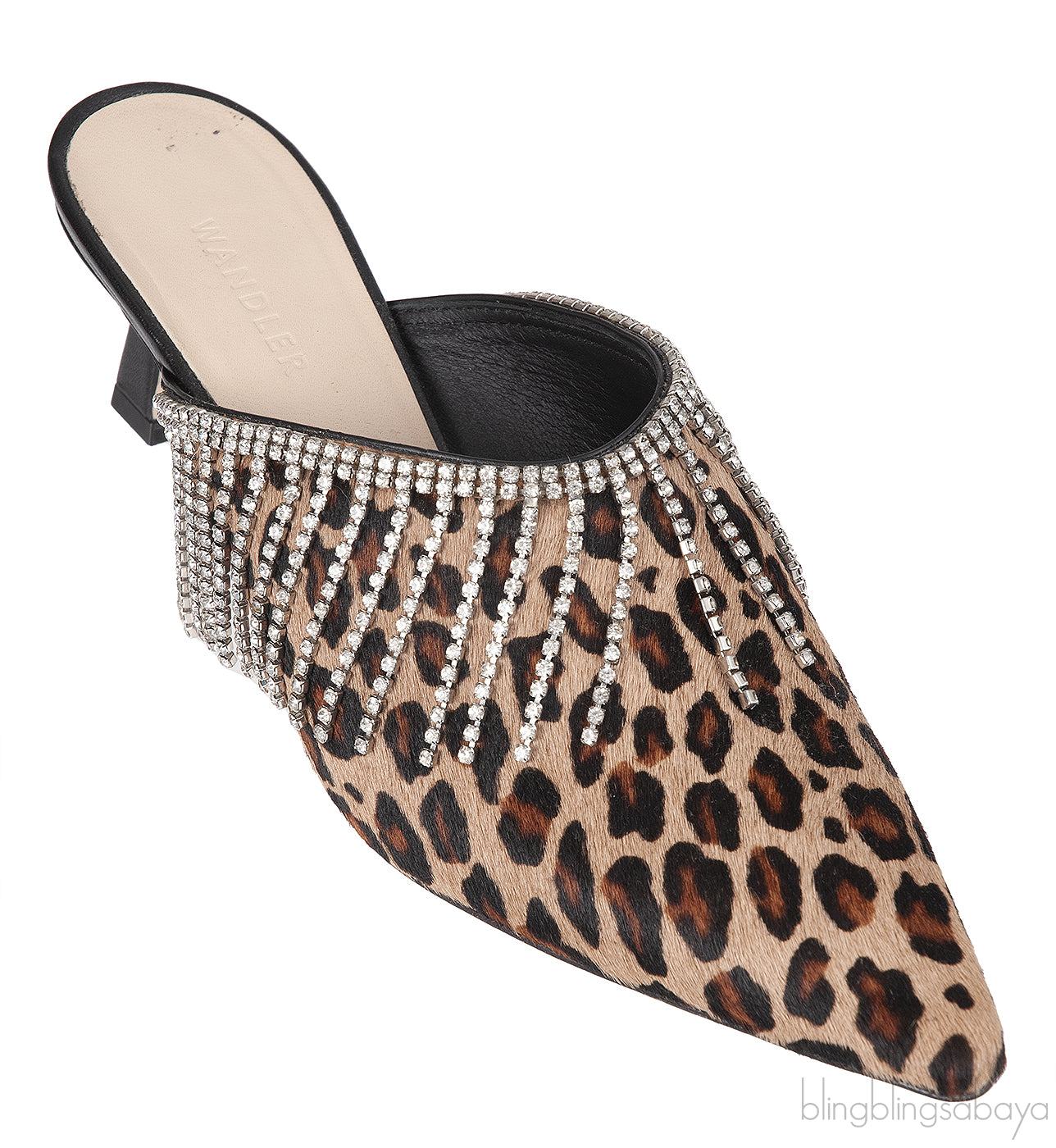 Wandler Bente Crystal-embellished Leopard-print Calf Hair Mules