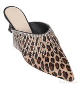 Wandler Bente Crystal-embellished Leopard-print Calf Hair Mules