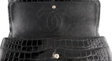Black Crocodile Jumbo Flap Bag