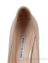 Manolo Blahnik Beige Suede Leather Heels