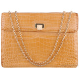Beige Cornelia Lunch Box Crocodile Bag