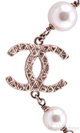 Gold CC Logo Pearl Necklace