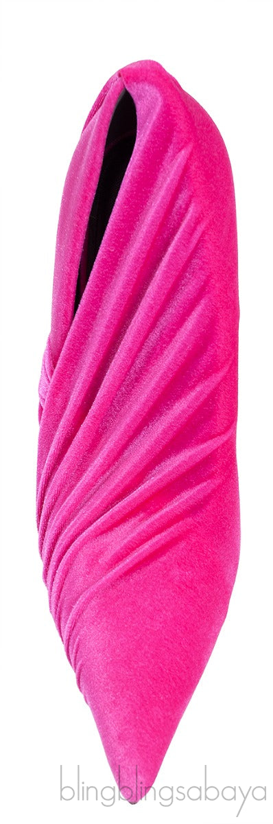Fuchsia Pink Stretch Velvet Wrap Pump