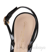 PVC Black Slingback Pointed Toe Heels