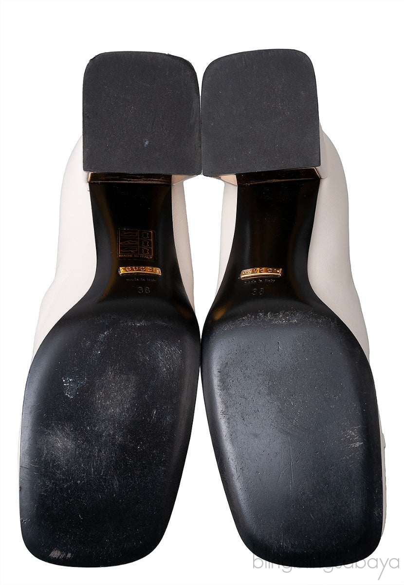 Off-white Horsebit Mid-Heel Pump