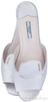Vernice Saffiano Bicolor Open Toe Slide