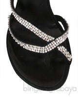 Black Crystal Suede Sandals