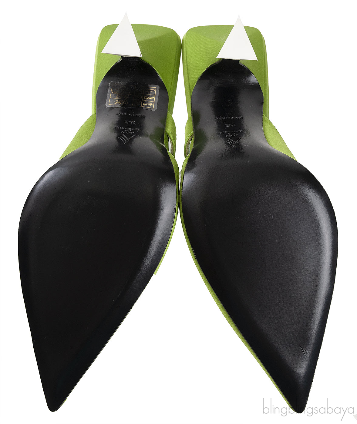 Green Pointed Satin Mule
