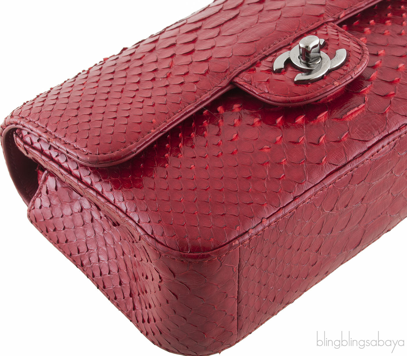 Red Python Mini Single Flap Bag
