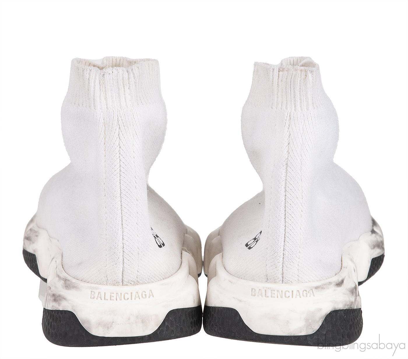 Speed Stretch-knit White High Top Kids Sneakers