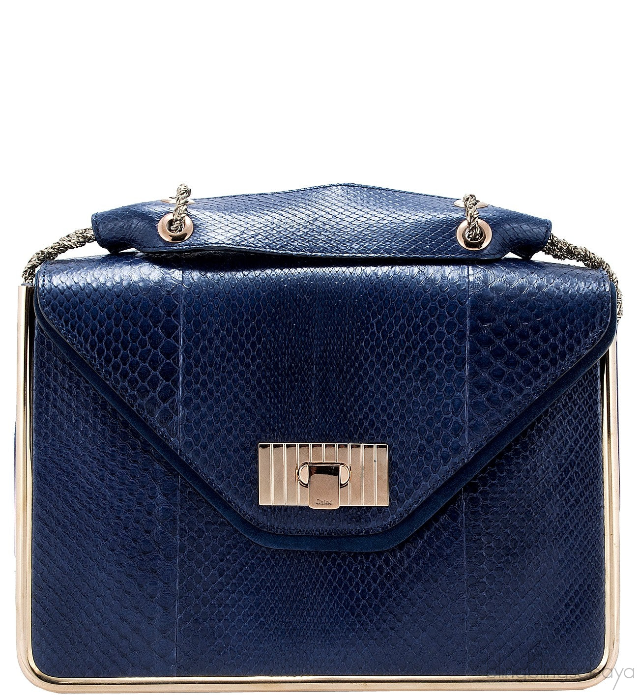 Sally Navy Blue Python Shoulder Bag