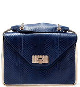 Sally Navy Blue Python Shoulder Bag