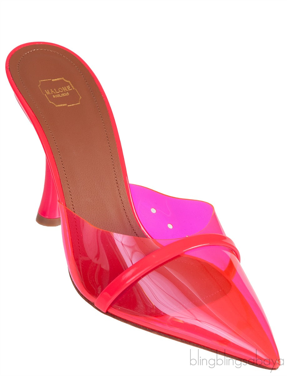 Neon Pink Pointed Toe PVC Mule