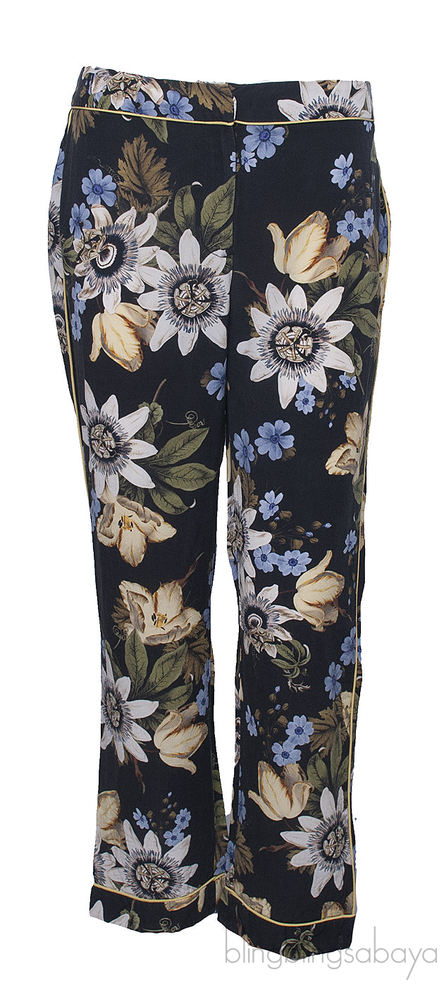 Black Floral Trim Trouser