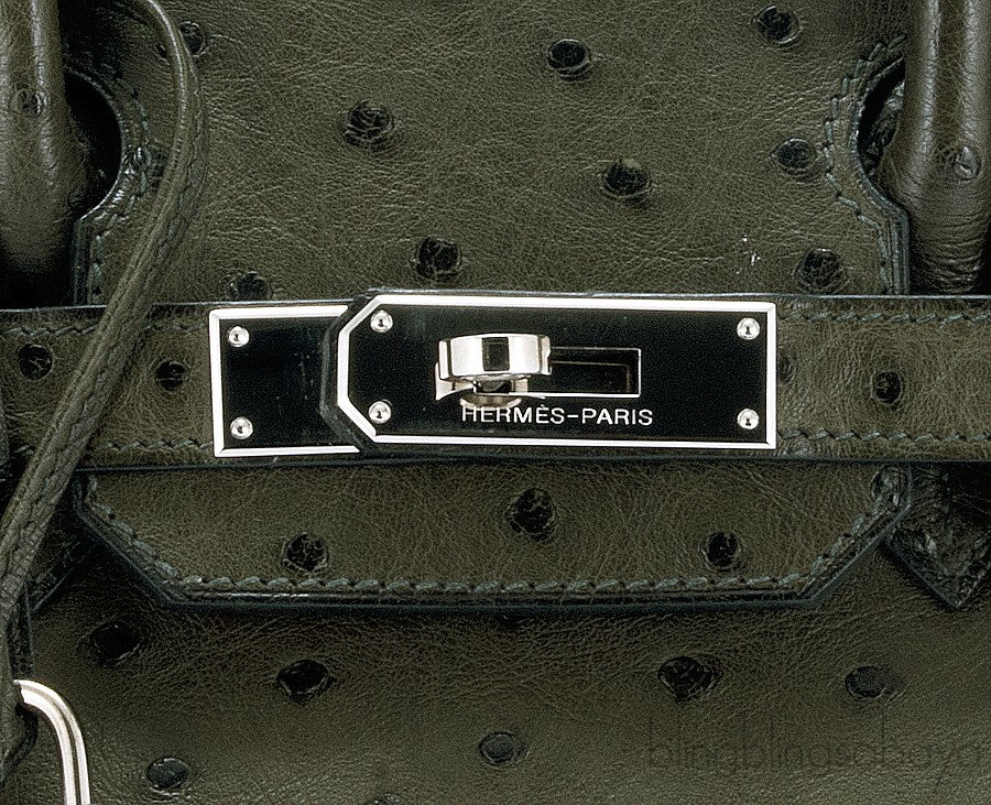 Birkin 30 Ostrich Vert Olive PHW