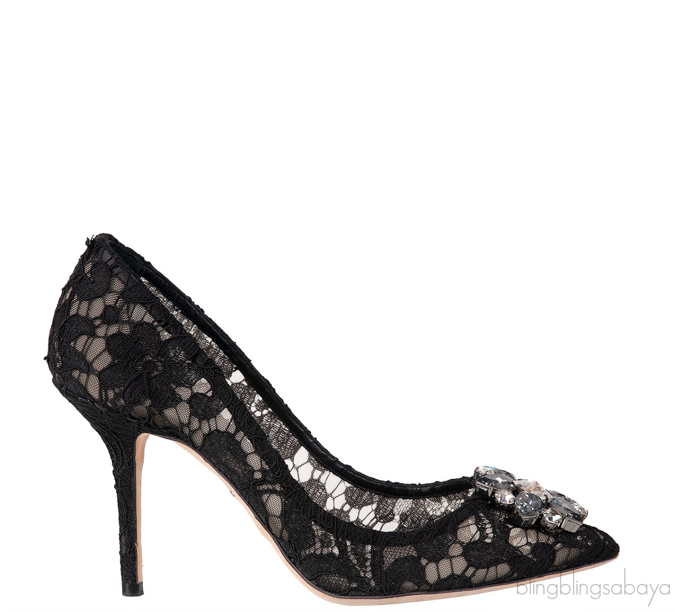 Belucci Taormina Black Lace Embellished Pumps
