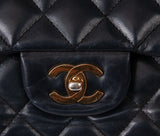Black Quilted Vintage Jumbo Flap Bag GHW