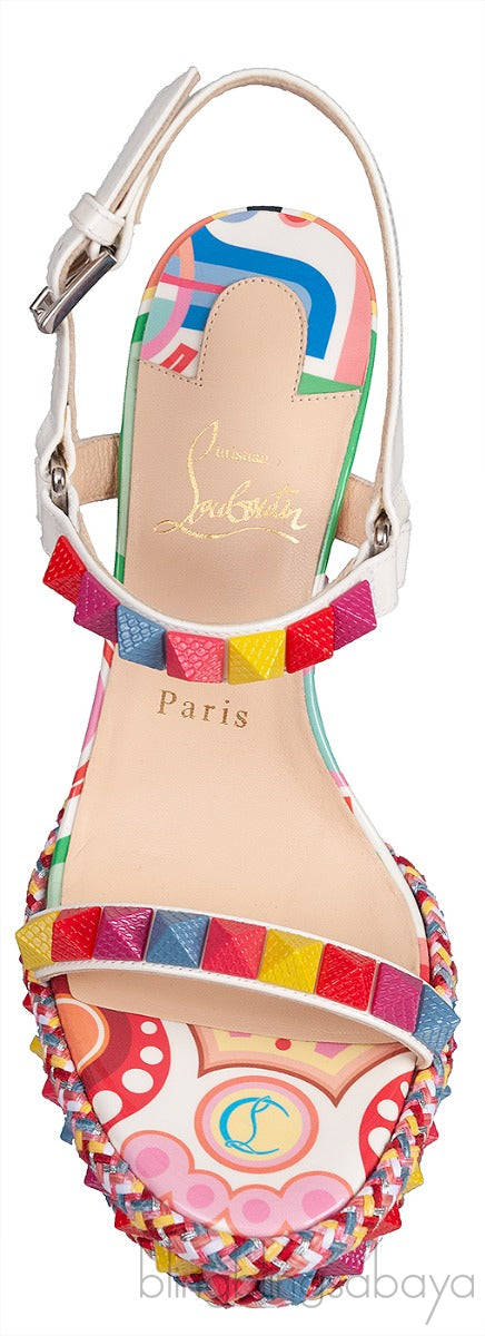 Multicolor Printed Studded Wedge Heels