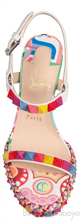 Multicolor Printed Studded Wedge Heels