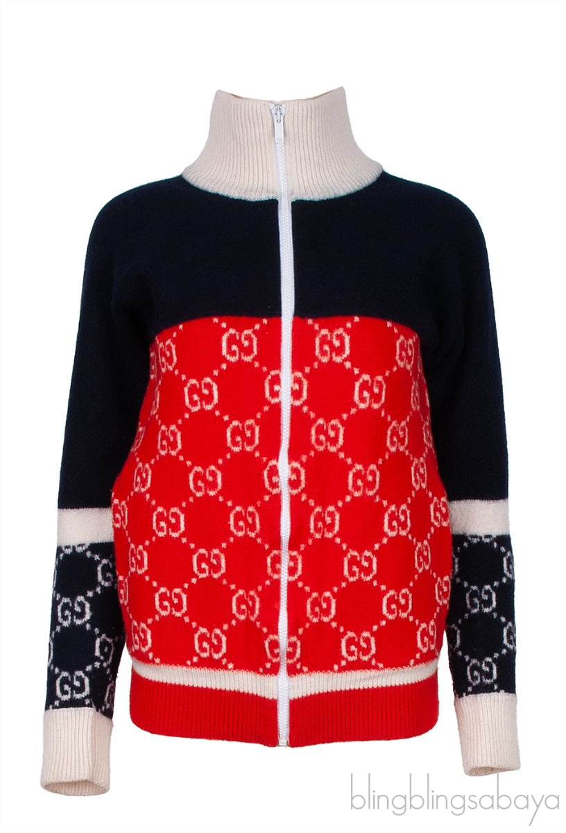 GG Tri-color Knitted Wool Jacket
