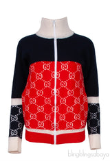 GG Tri-color Knitted Wool Jacket