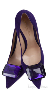 Purple Jaipur Embellished Suede Pumps
