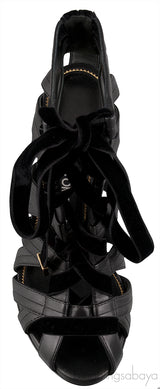 Black Strappy Peep Toe Sandals