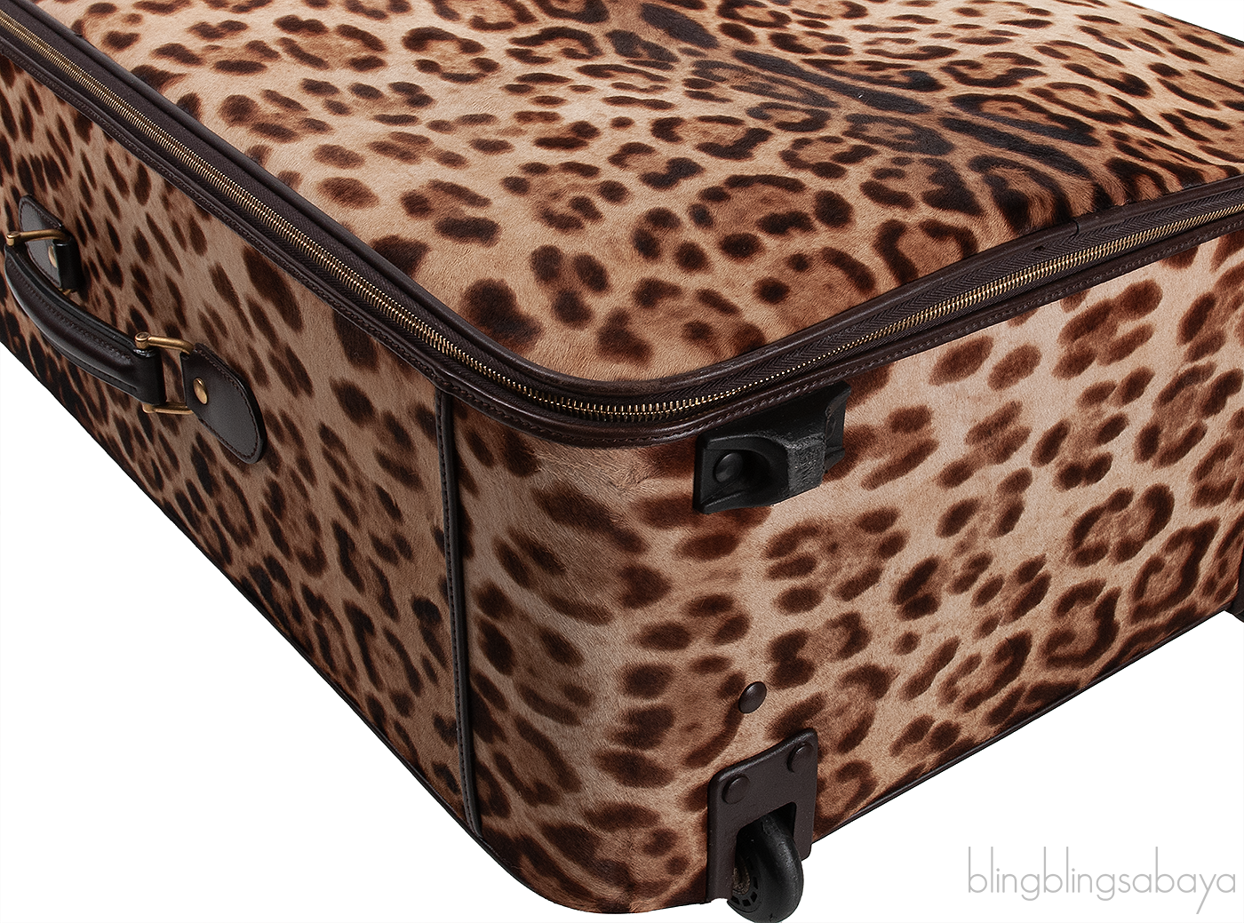 Leopard Pony Hair Large Luggage Trolley