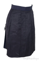 Black & Dark Blue Pleated Detail Skirt