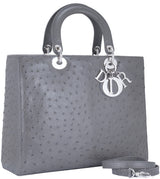 Lady Dior Grey Ostrich