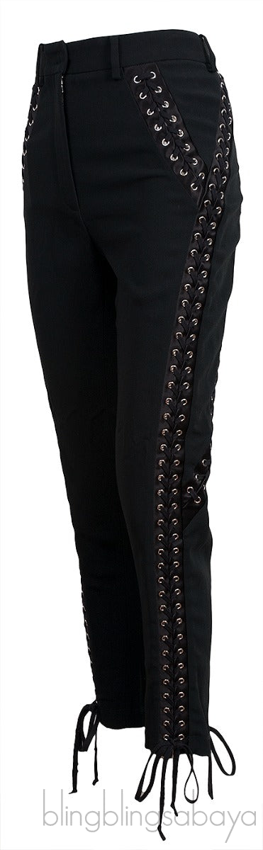 Black Eyelets Embellished Trouser