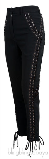 Black Eyelets Embellished Trouser