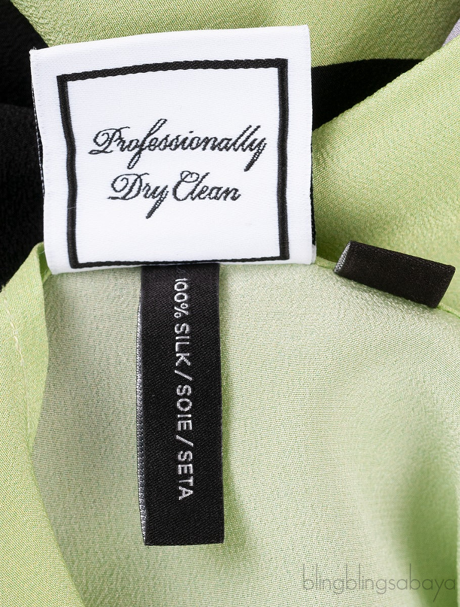 Leaf Green Printed Silk Kaftan Dress