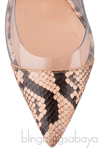 Beige Python Plexi Pumps