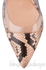 Beige Python Plexi Pumps