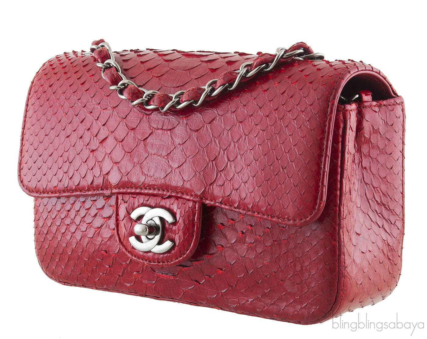 Red Python Mini Single Flap Bag
