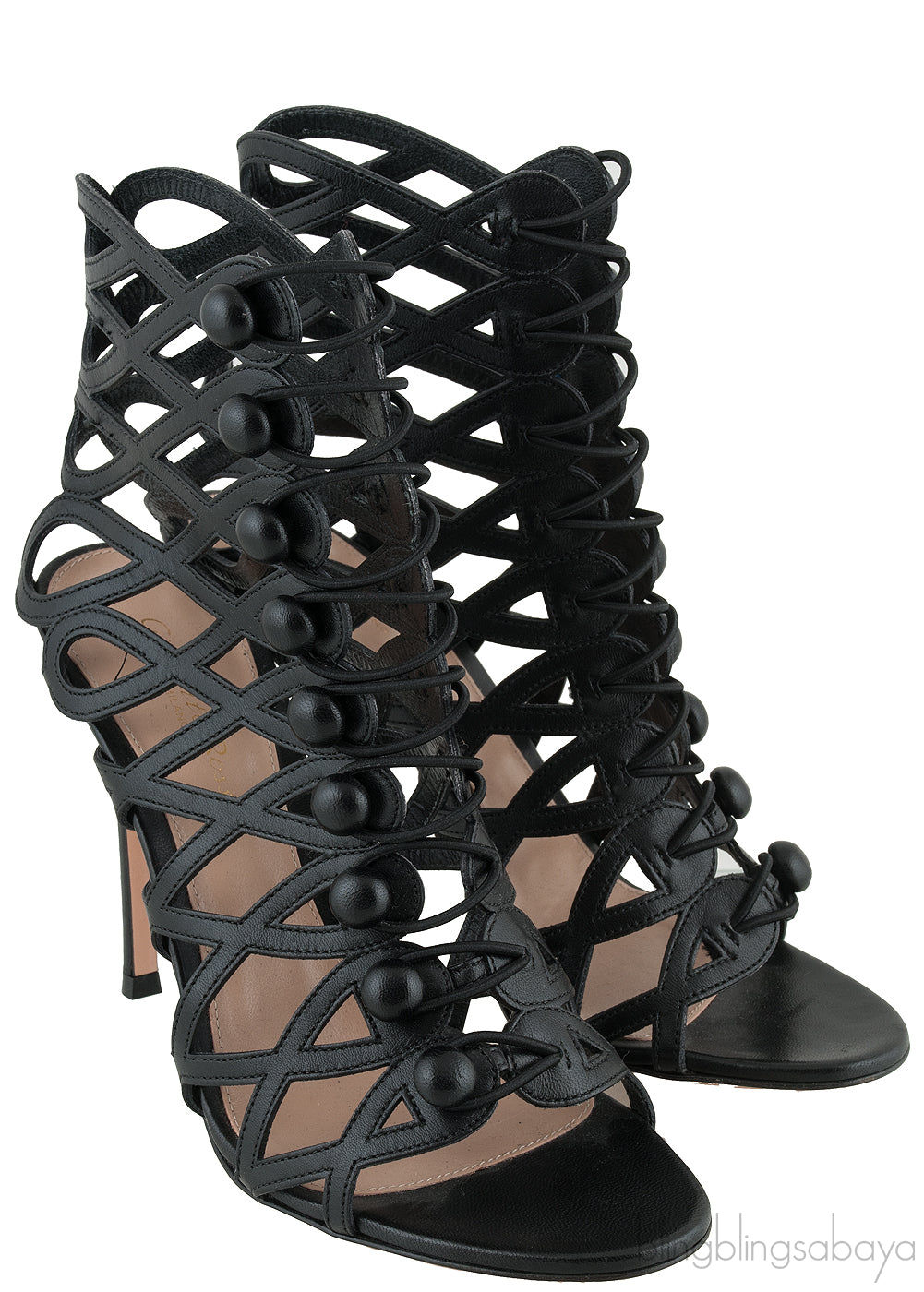 Black Vendome Cage Sandals