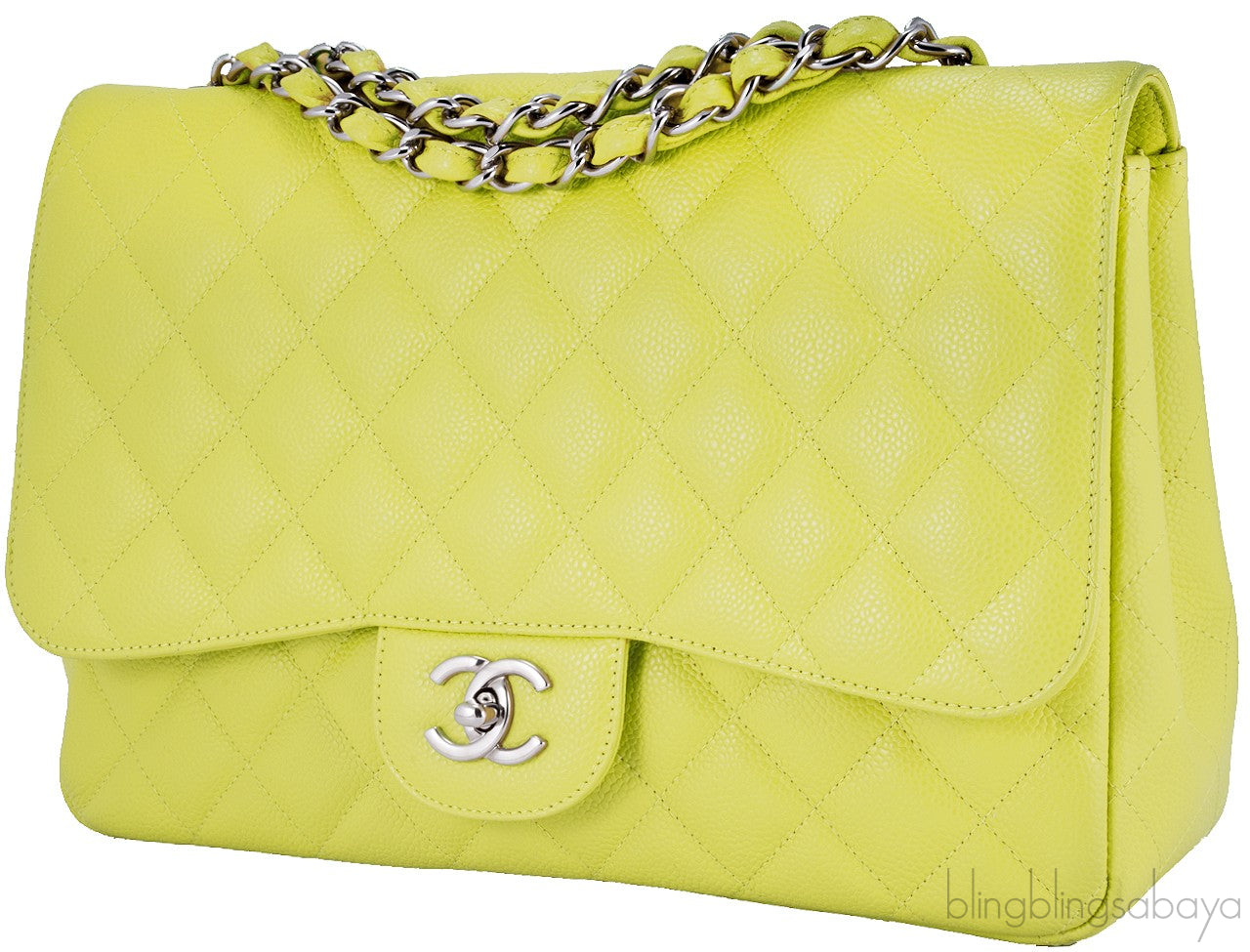 Caviar Jumbo Lime Single Flap Bag